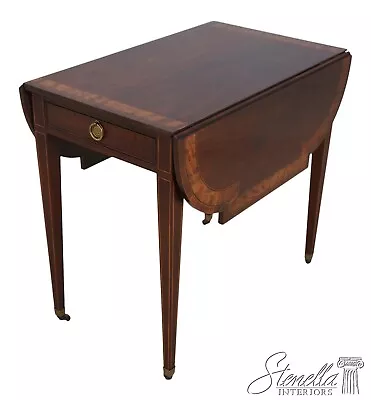 L63347EC: BAKER Federal Style Inlaid Mahogany Pembroke End Table	 • $1095