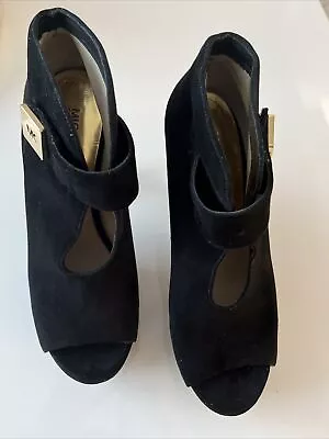 Michael Kors Devenport Black Suede Open-toe Bootie - Size 8 • $35