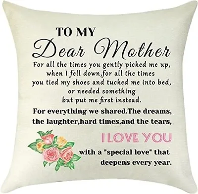 Throw Pillow Cover Pillowcase To My Dear Mother Birthday Gifts To Mum MotherinLa • £3.99