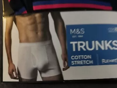 M&S Mens 3 Pack Trunks Cool & Fresh Flexifit Stretch Underwear Cotton Lycra • £15.99