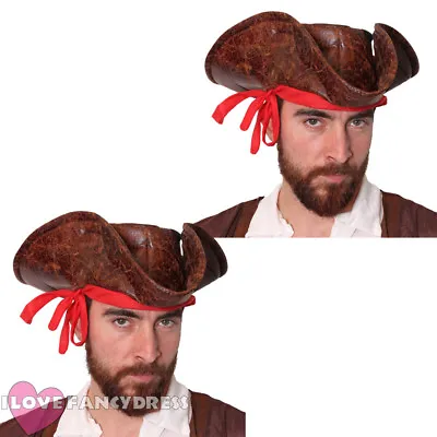 Pack Of Caribbean Pirate Hat Leather Look Tricorn Multi Pack Fancy Dress Lot • £24.99