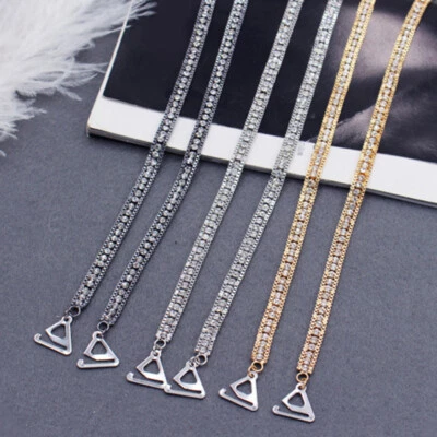 £4.98 • Buy 1Pair Adjustable Detachable Bra Straps Rhinestone Diamante Pearl Metal Invisible