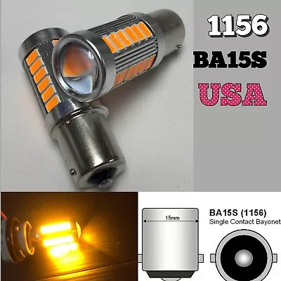 Front Signal 1156 BA15S 33SMD 180° LED Projector Lens Amber Bulb K1 HAK • $15.50