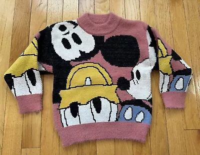 Girls Sweater Mickey Minnie Mouse Pink Long Sleeve Sweater Toddler • $19.99