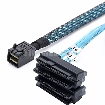 Mini-SAS HD SFF-8643 To 4 SAS SFF-8482 Hard Drive Forward Breakout Cable RAID • $14.94