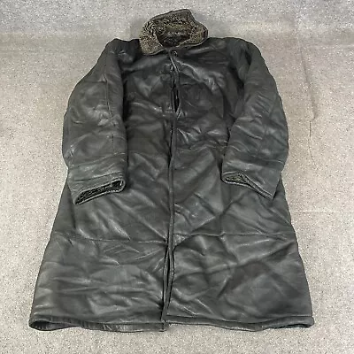 VINTAGE Sheepskin Jacket Mens Medium Black Coat Leather Heavy Thick Matrix • $33.15