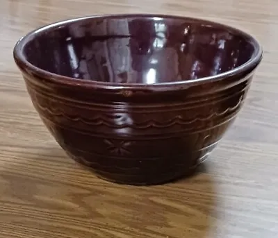 Marcrest Daisy Dot USA Vintage Oven Proof Stoneware Dark Brown Mixing Bowl 9  • $10.12