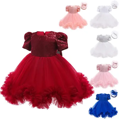 Girls Bridesmaid Dress Kids Baby Flower Party Sequins Dresses Wedding Princess • £23.78