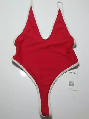 NWT Zaful Womens Size 6 One Piece Swimsuit Red/White Backless Beachwear • $12.01