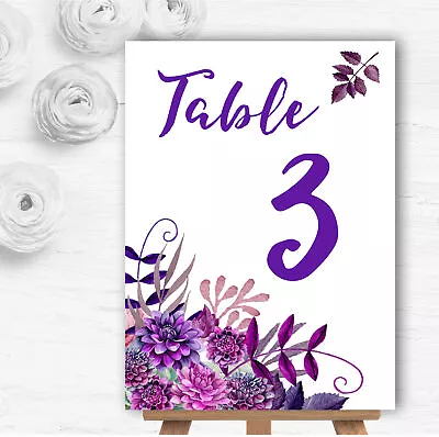 Cadbury Purple Watercolour Florals Personalised Wedding Table Number Name Cards • £4.76