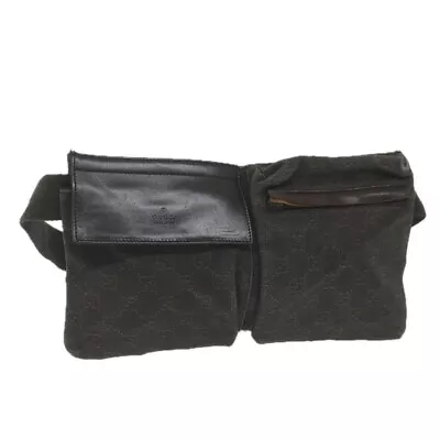 GUCCI GG Canvas Waist Bag Black 28566 Auth Ep2433 • $193.60