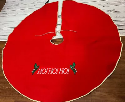 Vintage Christmas Tree Skirt Felt Red Ho Ho Ho • $18.54