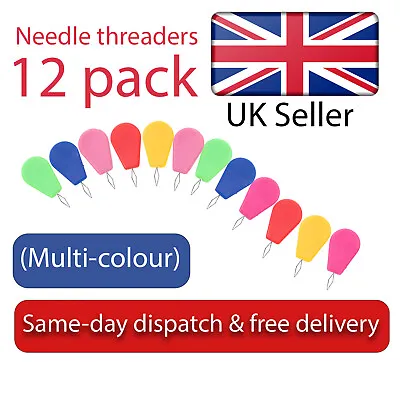 Needle Threader Sewing Machine Bow Wire Needle Threader Easy Hold. 12 Pack. • £2.99