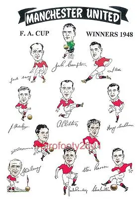 Manchester United FC 1948 FA Cup Final Winning Team Signed Pre-Print X 11 • £3.39