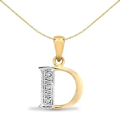 9ct Gold Jewelco London Diamond Identity Initial ID Charm Pendant Letter D • £102.99