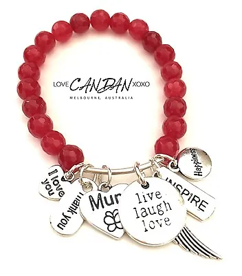 I Love You Mum Gift Bracelet Happiness Inspire Thank You Angel Wings Charms • $24