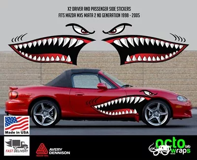 Fit Mazda Mx5 Miata Racing Side Shark Decal Stickers Accessories Parts Hard Top • $65