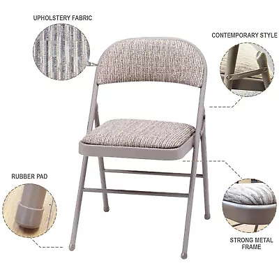 Grey Fabric Padded Brand New Deluxe Strong Steel Metal Frame Folding Chair • £22.85