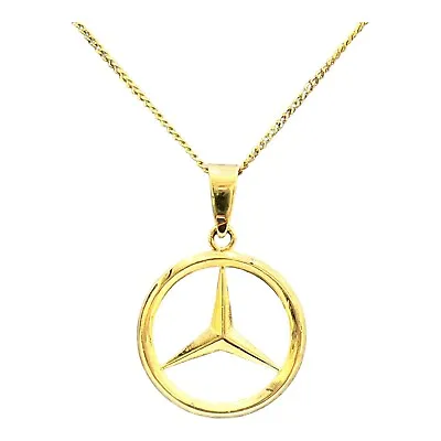 18ct 18K Yellow Gold Mercedes Benz Badge Round Pendant 20mm 3.51 Grams. New • $456.68