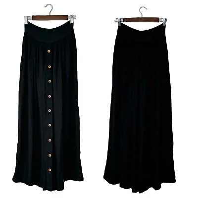 Matilda Jane Joanna Gaines Black Button Maxi Skirt Womens Medium • $35.97