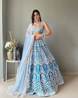 Partywear Bridal Lehenga Choli Designer Tafetasilk Lehnga Dress Indian Bollywood • $67.15