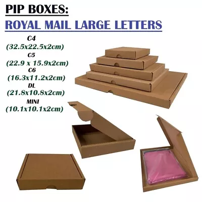 Royal Mail PIP C4 C5 C6 DL MINI/C7 Large Letter Cardboard Postal Boxes Certified • £260.99