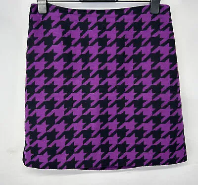 Hobbs Skirt Purple Black Patterned Wool Blend A Line Smart Winter UK 12 • £4.99