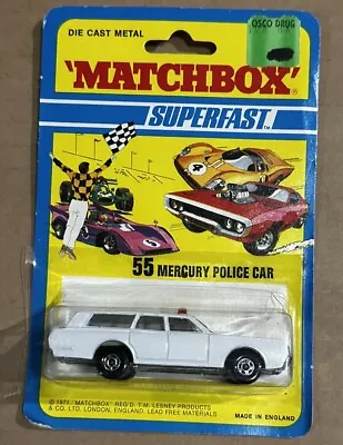 1971 MATCHBOX SUPERFAST No. 55 MERCURY POLICE CAR THIN TRANSITIONAL WHEELS • $35