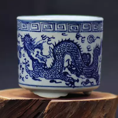 9cm Chinese Antique Ceramics Hand Painting Dragon Pattern Pen Container Decor • $29.79