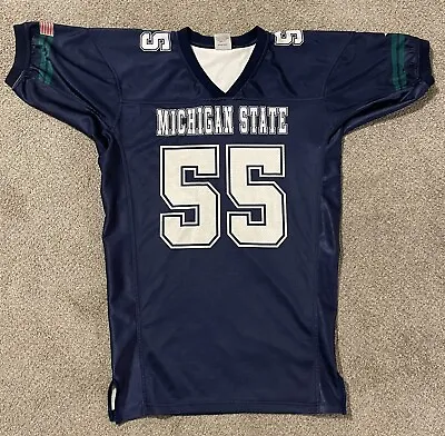 Michigan State 55 Dynamic Team Sports Football Jersey Men's Blue White Large (L) • $35