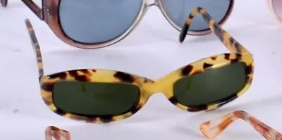 90's Vintage Slim VOGUE Sunglasses Diva Tortoiseshell Style Green Lenses • £8