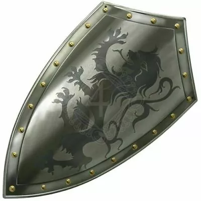 Medieval Heater Shield Functional Dragon Warrior Templar Knight Armor Shield • $161.91