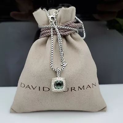 David Yurman Petite Albion Pendant Necklace & Prasiolite And Diamonds 17 Chain • $261