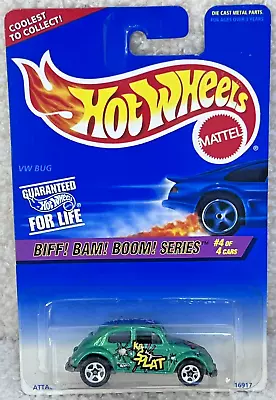VINTAGE 1997 VW BUG GREEN 5 SPOKE RIMS BIFF BAM BOOM SERIES #4  (27 Years Old ) • $11