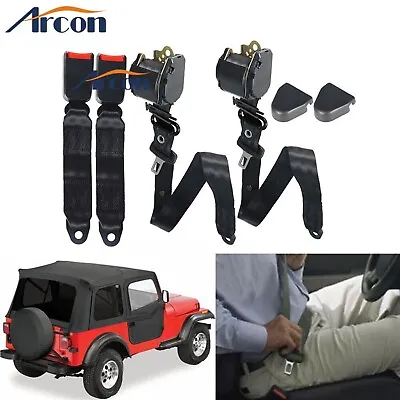 For 1982-1995 Jeep Wrangler CJ YJ Universal 3 Point Retractable Seat Belts 2Pcs • $49.40