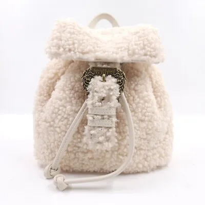 Versace Jeans Couture Shearling Fur Ivory Convertible Mini Backpack  • $224.97