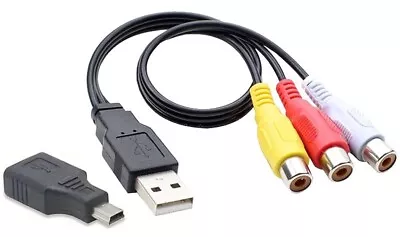 Mini USB Male To Composite RCA AV Female Adapter Cable For Camera Set Top Box • $11.50