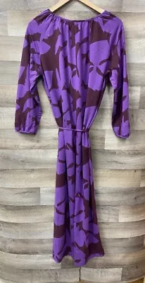 Preloved Ladies MARIMEKKO Purple Floral Long Sleeve Long Dress UK L - CG C04  • £7.99