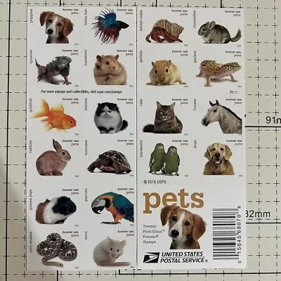 Mint US 2016 Pets Booklet/sheet Pane Of 20 Stamps Scott# 5125A (MNH) • $12.99