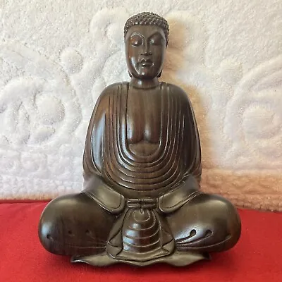 Vintage 6” Hardwood Meditating Praying Buddha Statue Hand Carved Sculpture • $43