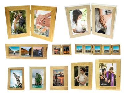 £6.99 • Buy Solid Wood Oak Wooden Picture Photo Frame Multi Aperture Collage Folding 2 3 5