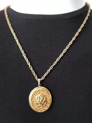 Vintage Sarah Coventry Locket Necklace    Filigree Goldtone Victorian Style  • $13.49