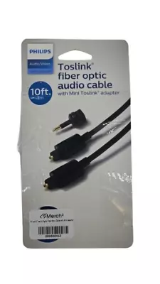 Philips 10' Toslink Digital Fiber Optic Cable With Mini Adapter - Black • $8.99