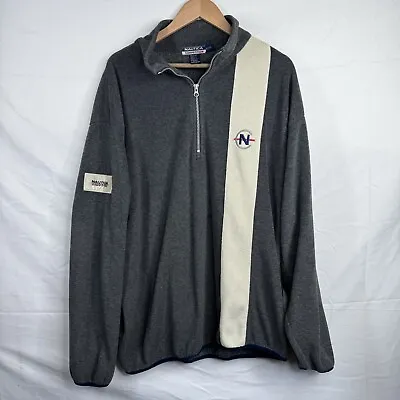 Nautica Jacket Mens XXL Pullover Fleece Jacket Competition 90s Vintage Gray • $21.99