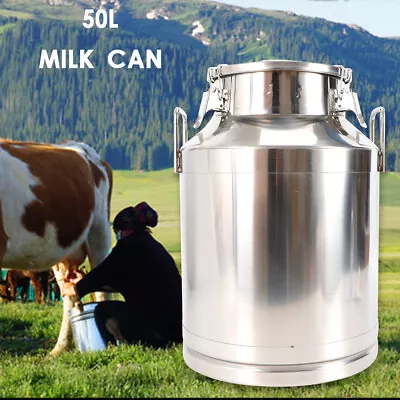 50l Stainless Steel Milk Can Milk Pail Tote Jug Water Barrel Wine Milk Canister • $119