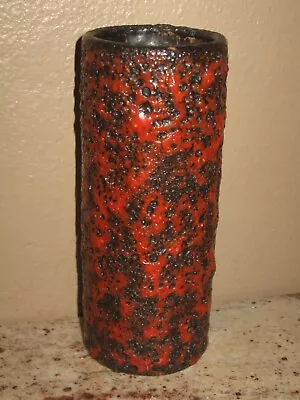 Vintage German Orange Peel Pottery Textured Vase Scheurich Keramik - Lava Glaze • $49.99
