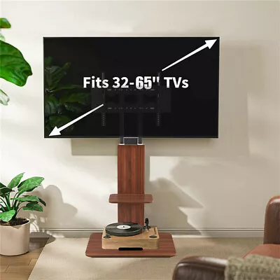 Sturdy Wood Floor TV Stand With Mount Shelf Rack For 32-65in LCD LED Load 40KG • £79.94