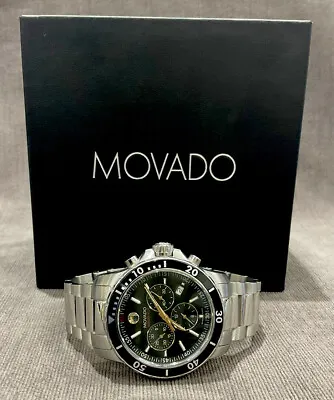 MOVADO Series 800 Black Dial Stainless Steel Chrono Men's 42mm Watch 2600142 • $695