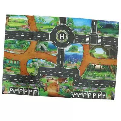 Dinosaur World Traffic Road Play Mat For Car Train Toy Baby Games Rug Carpet • £6.08