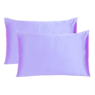 Set Of 2 Silky Satin Pillowcase Pillow Case Cushion Cover Standard Queen King • $10.99